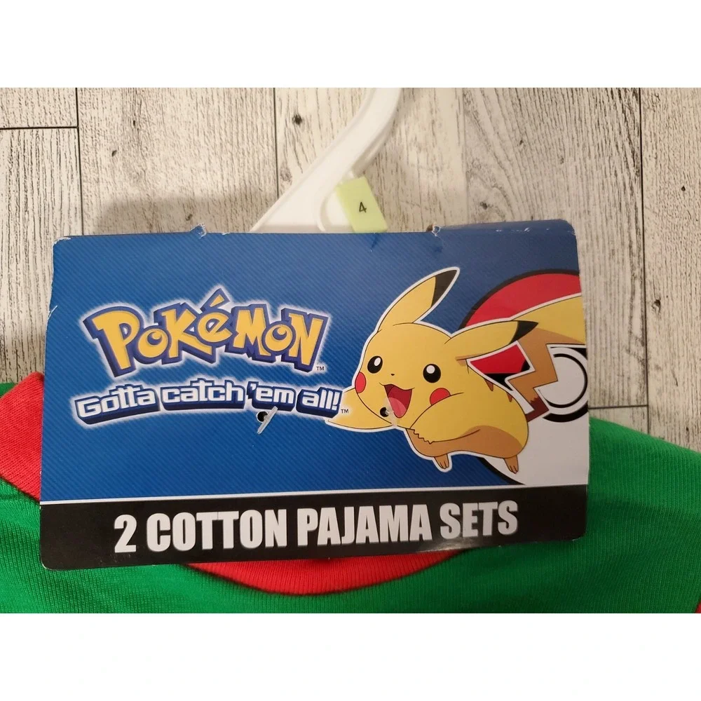 Pokemon Pajamas Boys 4 Christmas Themed 2-Pairs Santa Hat Candy Canes NEW